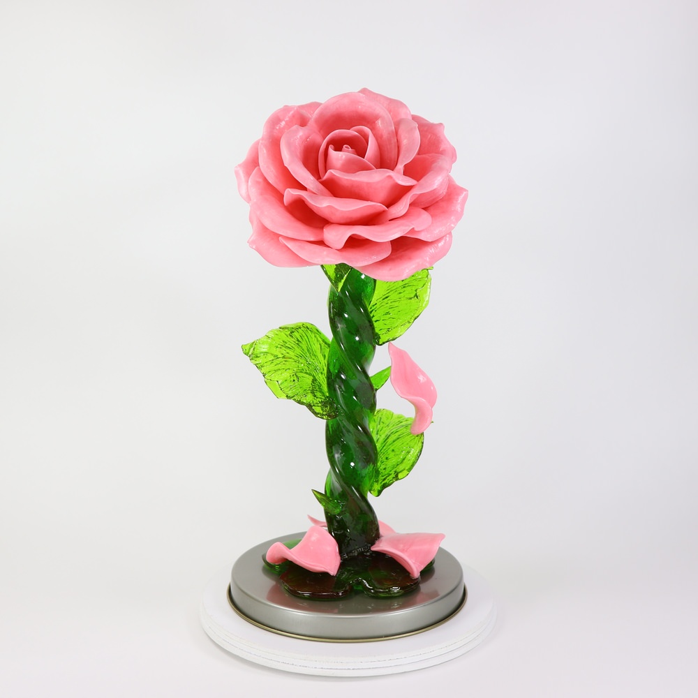 Карамельная Роза большая розовая в тубе