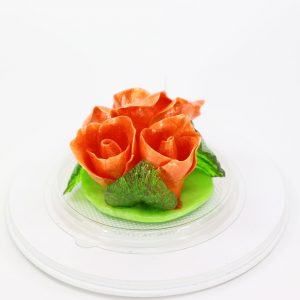 Карамельная Роза маленькая пылко-оранжевая в полусфере